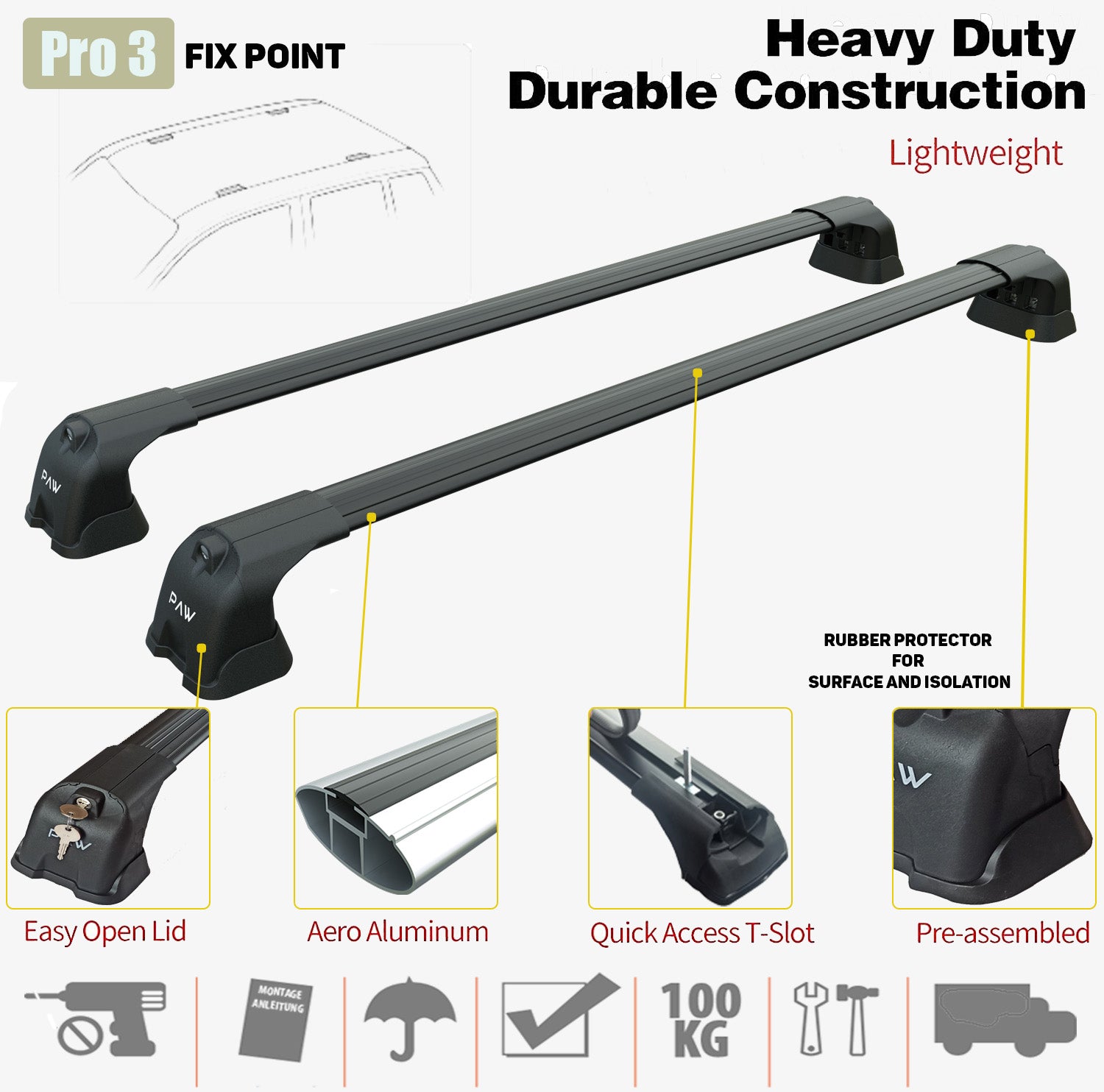 Aluminium Roof bars for cars with standard roof for Vauxhall Astra H 2004-2010 Alu Black Toros Pro 3 Aluminium Roof bars for cars with standard roof for Vauxhall Astra H 2004-2010 Alu Black Toros Pro 3